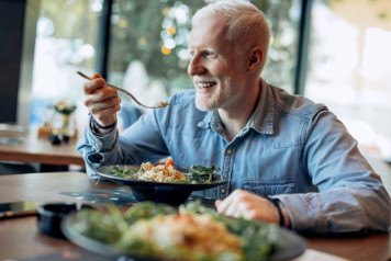 Mature man enjoying a nutritious meal