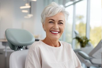 Smiling, happy senior dental patient